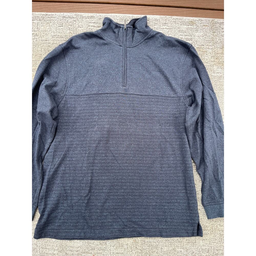 Van Heusen Men's Never Tuck Ottoman Quarter-Zip Pullover Sweater Blue Size L